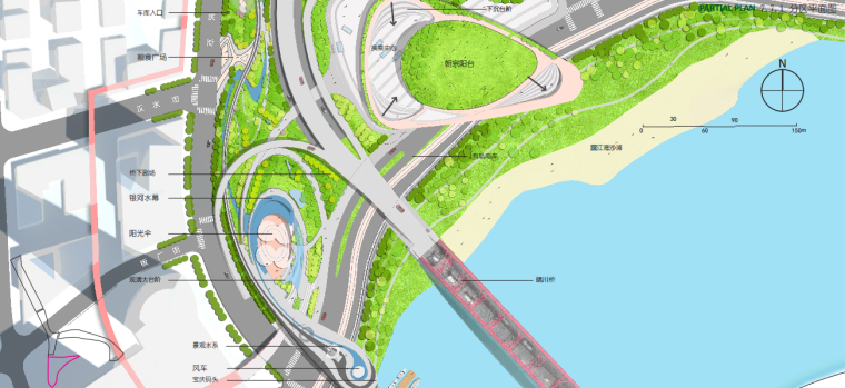 [湖北]汉正街中央服务核心区城市绿轴及地下空间景观总体设计（滨水）-[湖北]汉正街中央服务核心区城市绿轴及地下空间景观工程建设总体设计（下篇）E-1门户公园平面图