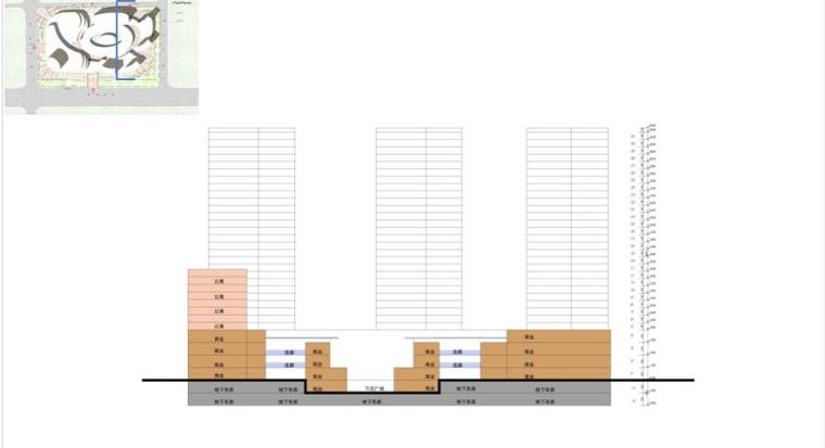 [江苏]超高层现代风格综合性商业综合体建筑设计方案文本-超高层现代风格综合性商业综合体建筑剖面图
