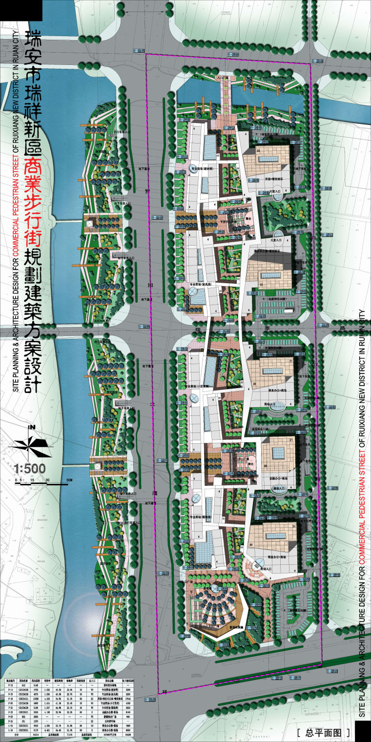 浙江某商业步行街规划建筑设计方案文本和CAD-2-02瑞安商业街-总平面