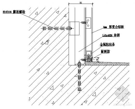 幕墙底部收边资料下载-铝板幕墙底部收边节点