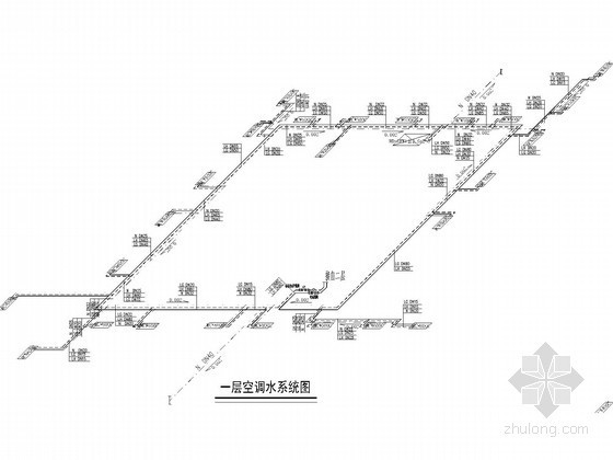 [上海]小高层商务大厦空调及通风系统设计施工图（风冷热泵）-空调水系统图 