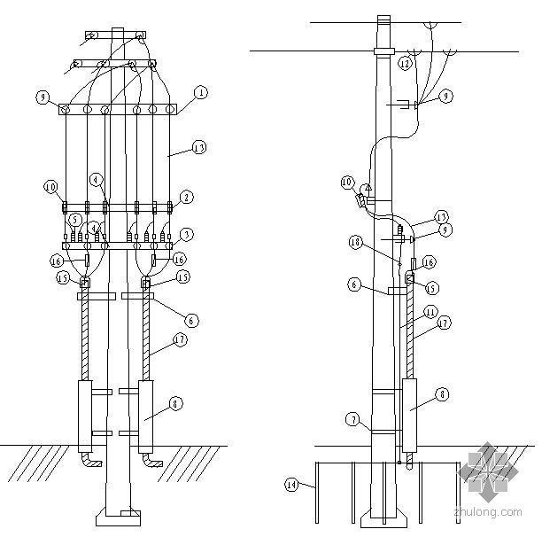 10kv双回路供电原理图资料下载-10kV双回路进线搭火杆断面图