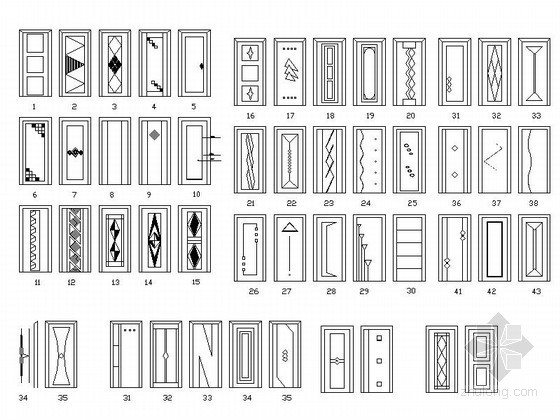 各式风格门图块资料下载-家装各式门立面CAD图块下载