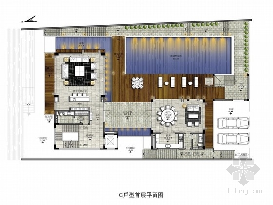 现代别墅海南资料下载-[海南]热带海滨型高档现代三层别墅室内设计方案图