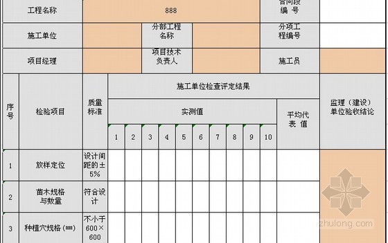 房地产项目土地开发施工质量验收检验记录表（共22种表）-绿化分项工程质量验收记录 