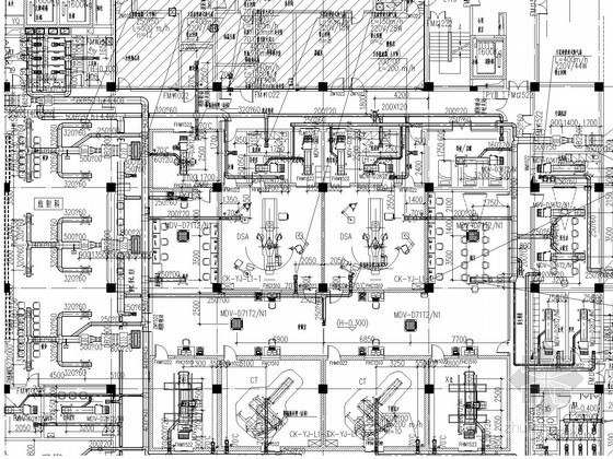 [浙江]高层医院建空调通风及防排烟系统设计施工图（全直流新风系统 风冷热泵）-空调通风系统平面图 