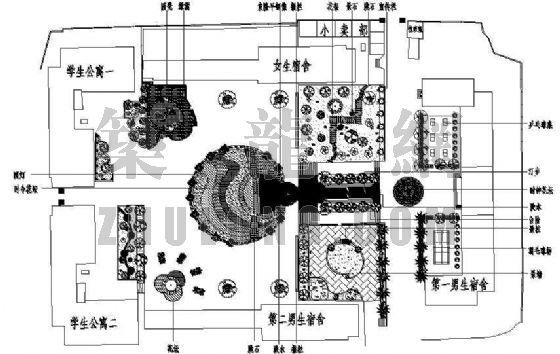 工人生活区的配套设施资料下载-学生生活区绿化设计