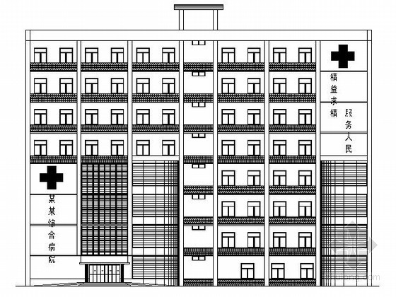 江苏八层现代风格医院资料下载-某县城八层综合医院建筑方案图