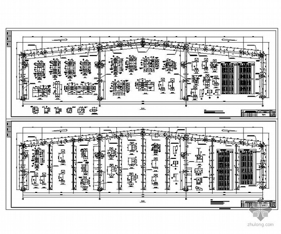 18米钢结构单层单跨厂房资料下载-某3X18m三连跨全套钢结构车间结构图