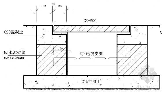 电缆沟剖面图纸资料下载-GB600电缆沟大样图