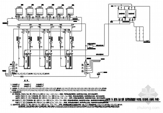 中央空调热水三联供系统资料下载-中央空调冷、暖、热水三联供机房管路系统图