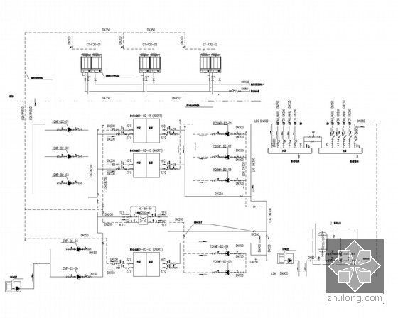 [内蒙古]大型知名星级酒店暖通空调系统设计施工图（形式全面 系统图多）-制冷机房系统原理图
