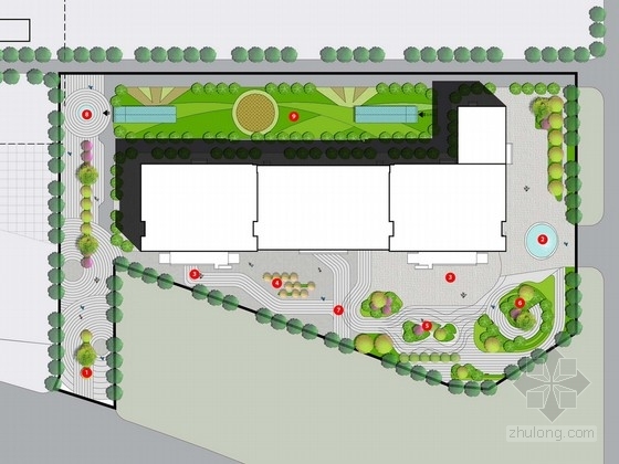 花园设计办公区资料下载-[河南]城市中央商务办公区景观规划设计方案