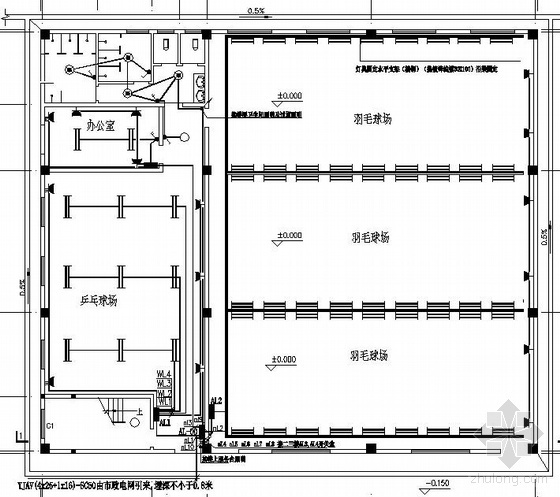 健身活动广场CAD资料下载-某市检察院室内健身活动中心电气图纸