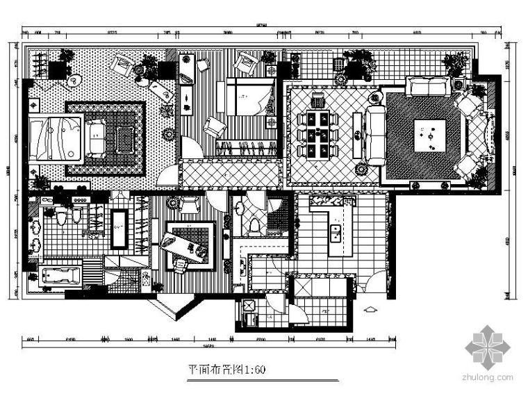 北京样板间施工图资料下载-[北京]某高档样板间三居室施工图（含效果）