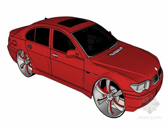 红色景观su小品资料下载-红色轿车SU模型