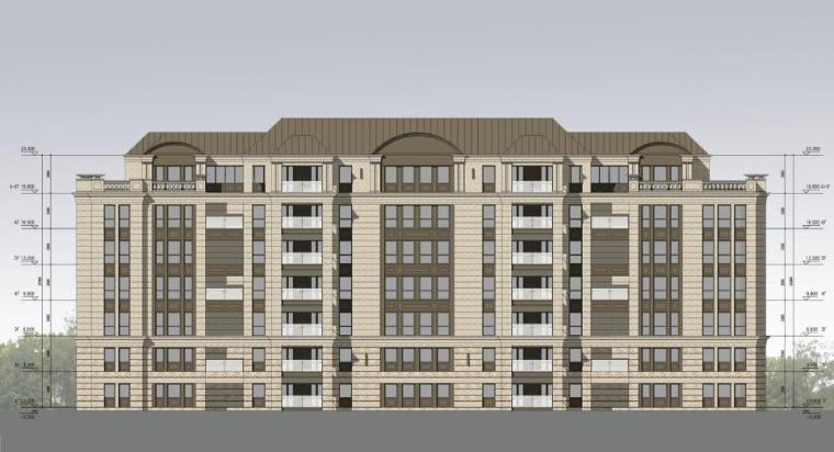 [上海]围合式古典风格公寓式住宅建筑设计方案文本-围合式古典风格公寓式住宅建筑立面图