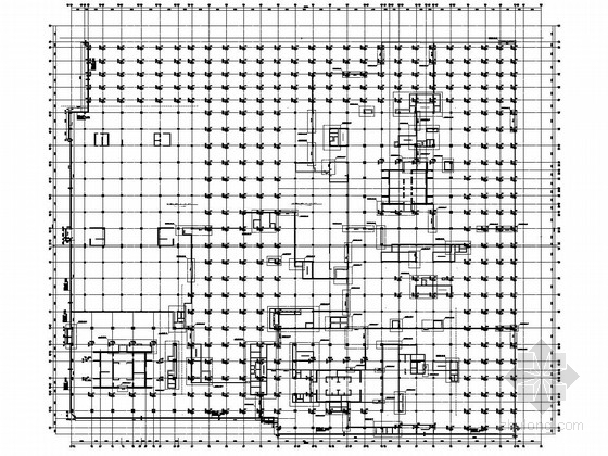 [广东]43及38层框架核心筒结构科技园结构图（AB座共四栋408张图）-地下二层墙柱定位图 
