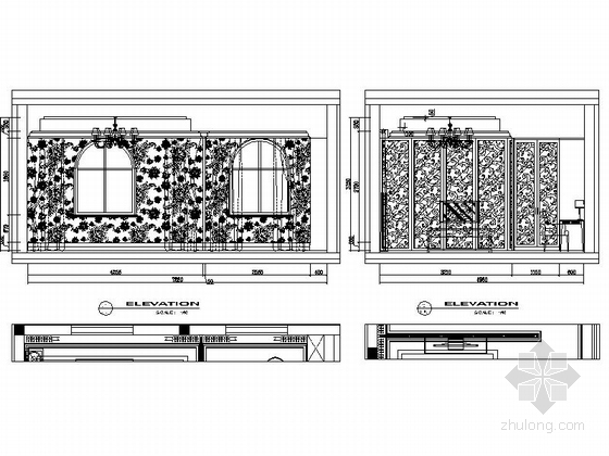 [湖南]精品奢华欧式双层别墅CAD设计装修图（含效果）女儿房立面图