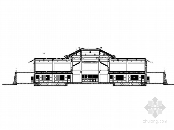 [江西] 仿古3层单檐道学院设计施工图-仿古3层单檐道学院剖面图 