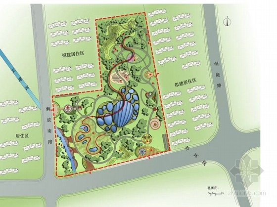 公园种植设计图设计说明资料下载-[天津]居住区周边公园景观概念设计方案