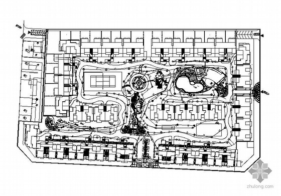 小区景观布置cad图纸资料下载-某小区景观电路及灯具布置总平图
