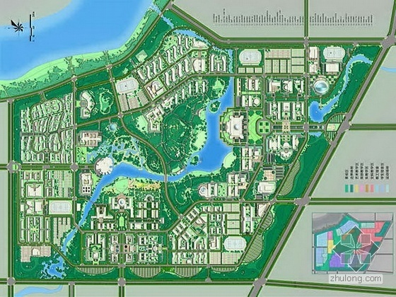大学城总体规划CAD资料下载-[山东]大学城南区景观概念设计汇报