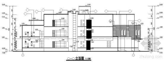 [安徽省安庆]某十二班幼儿园建筑施工图-侧立面图