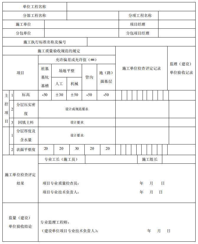 [广东]公路工程监理质量验收记录统一用表(全套)-土方回填分项工程质量验收