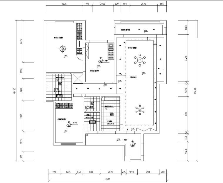 现代风格2居130平米施工图设计（CAD+实景图）-天花布置图