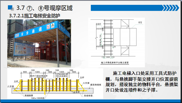 大型住宅项目安全文明施工标准化策划（图文丰富）-施工电梯安全防护