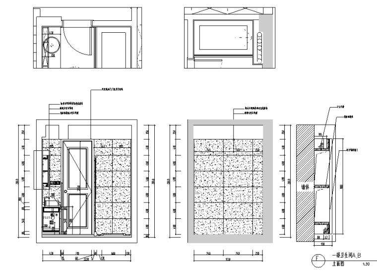 新湖果岭港式风260平米住宅设计施工图（附效果图）-卫生间立面图