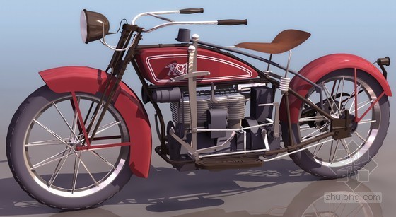 宽轮摩托车3d模型资料下载-红色摩托车3D模型