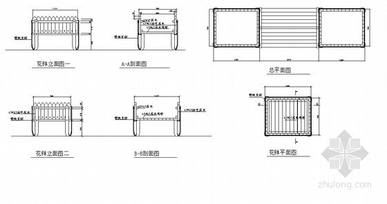 木质牌坊施工大样资料下载-木质花钵施工大样图