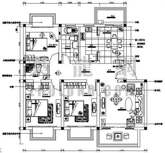 四室两厅两卫家装资料下载-公寓住宅室内装饰（三室两厅两卫）