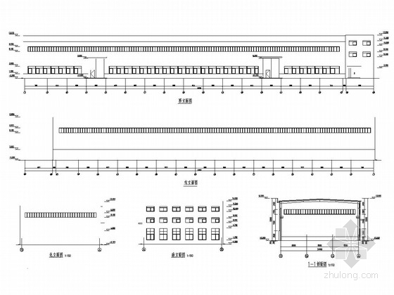 24米厂房施工图资料下载-24米跨三层门式刚架结构厂房结构施工图（含建筑图）