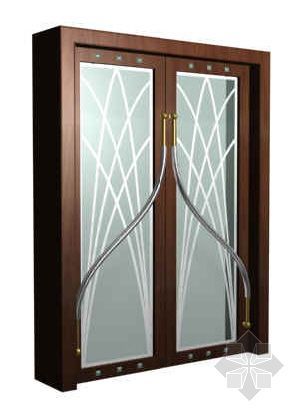 钢化玻璃门不锈钢门套资料下载-双开玻璃门