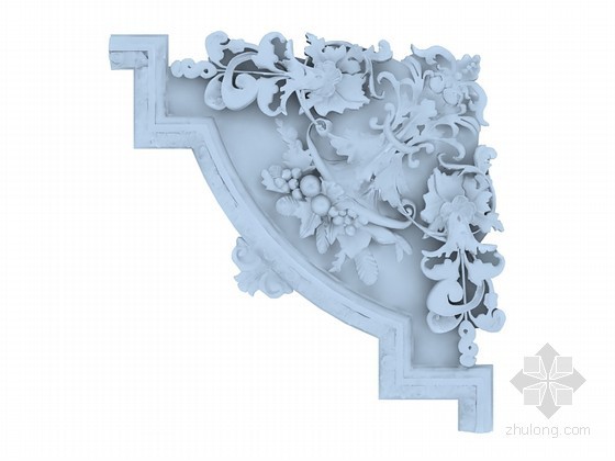 欧式实木雕花屏风模型资料下载-欧式装饰雕花3D模型下载