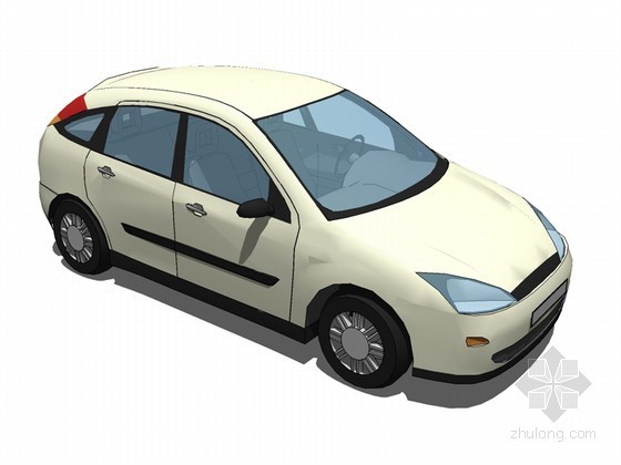 小汽车CAD模型资料下载-白色轿车SketchUp模型下载