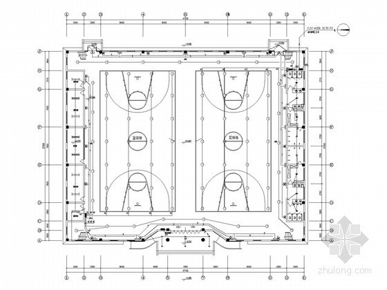 篮球平面CAD资料下载-[浙江]职工篮球馆强电系统施工图纸