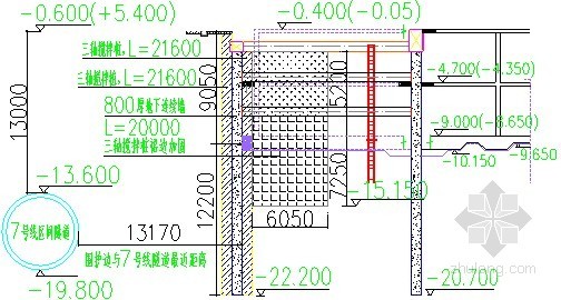 [上海]紧邻地铁深基坑地下连续墙加支撑支护施工方案（新技术应用）-基坑与地铁位置关系 