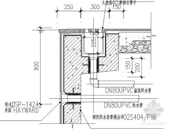 溢水边沟及水景给水口大样资料下载-游泳池溢水边沟及水景给水口大样