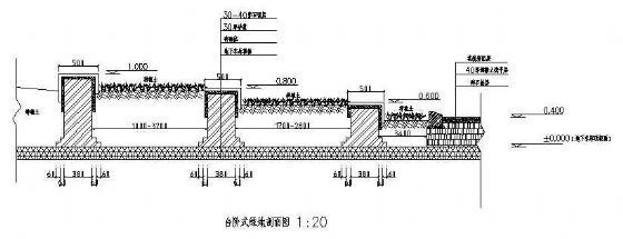 台阶花池剖面图资料下载-某台阶式树池绿地剖面图