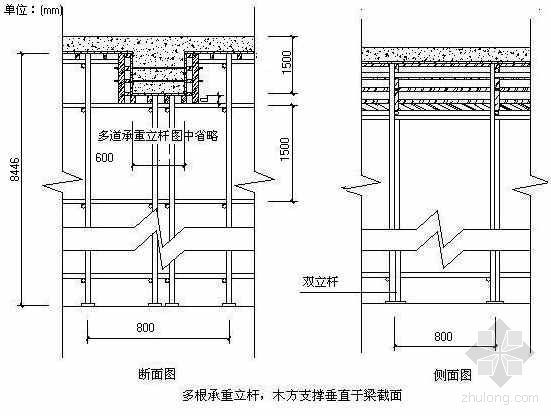 梁板模板加固CAD大样图资料下载-绍兴某办公楼高支模架专项施工方案及计算书