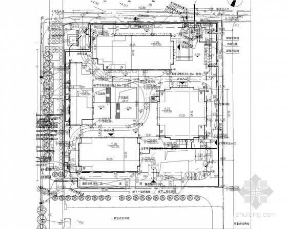 [上海]知名多层商业办公建筑给排消防施工图（气体灭火 自动喷淋）-总平面图 