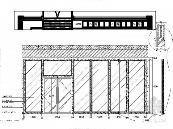 精品著名时尚现代风格蛋糕烘焙店室内装修施工图(含效果)入口立面图