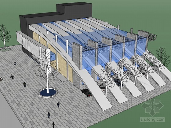 广西科技馆su模型资料下载-现代科技馆建筑SketchUp模型下载