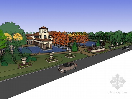 滨海度假村规划方案资料下载-现代度假村规划SketchUp模型下载