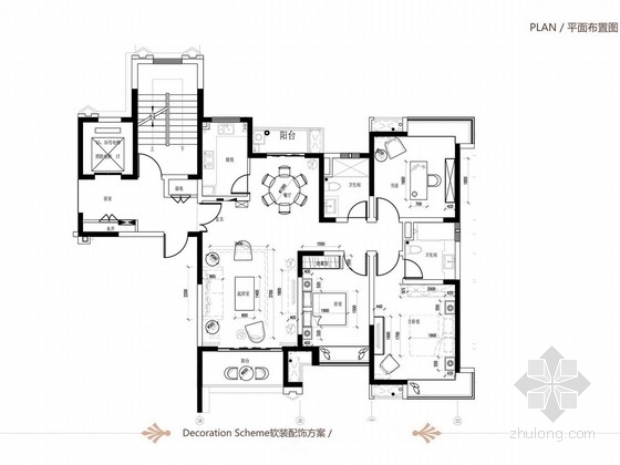 室内软装平面图资料下载-[上海]欧式风格三居室样板间室内软装设计方案