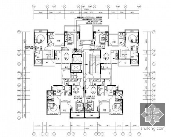 [广东]大型多栋高层高级商住楼全套电气施工图纸147张-二十六层（复式下层）电力平面图